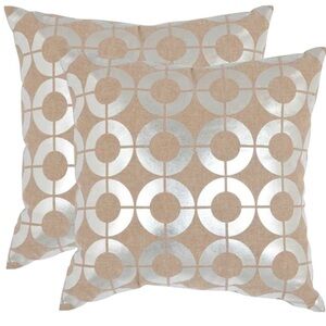 Safavieh Silver Cream Tan Geometric Circles Accent Throw Pillows